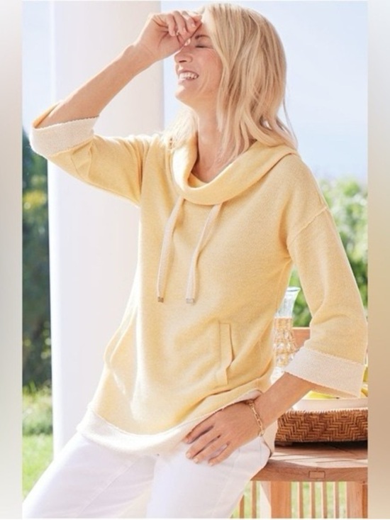 Soft Surroundings Sweaters - Soft Surroundings Butter Yellow Cotton Pullover Sweater